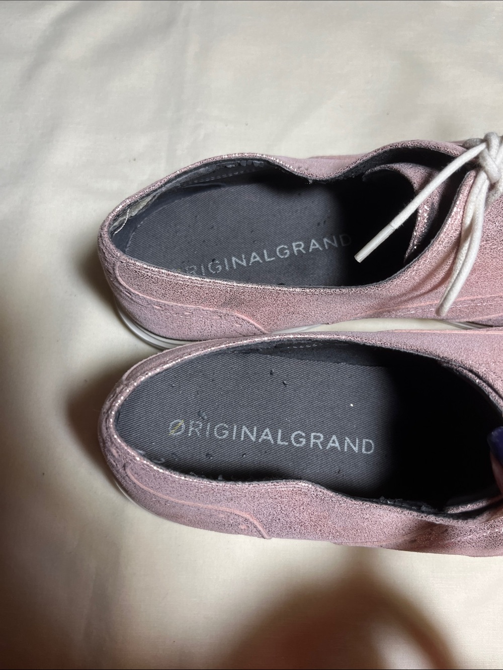 Cole Haan Metallic Rose Lace-Up Oxfords with White Laces - Picture 2 of 9